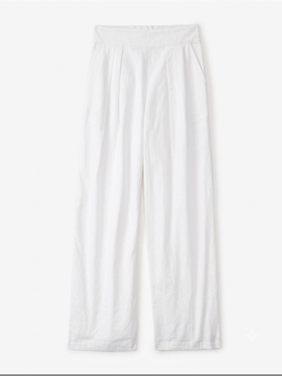 Abercrombie & Fitch Pants - Abercrombie & Fitch White Ultra Wide-Leg Pull-On Linen Blend Pants